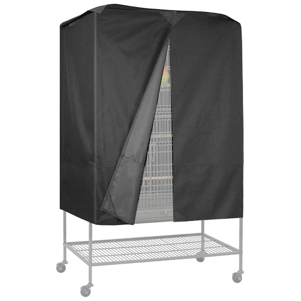 75 x 47 x 47 Cm Large Bird Cage Cover ONLY Black Dual Zippers, Water Resistant UV Resistant