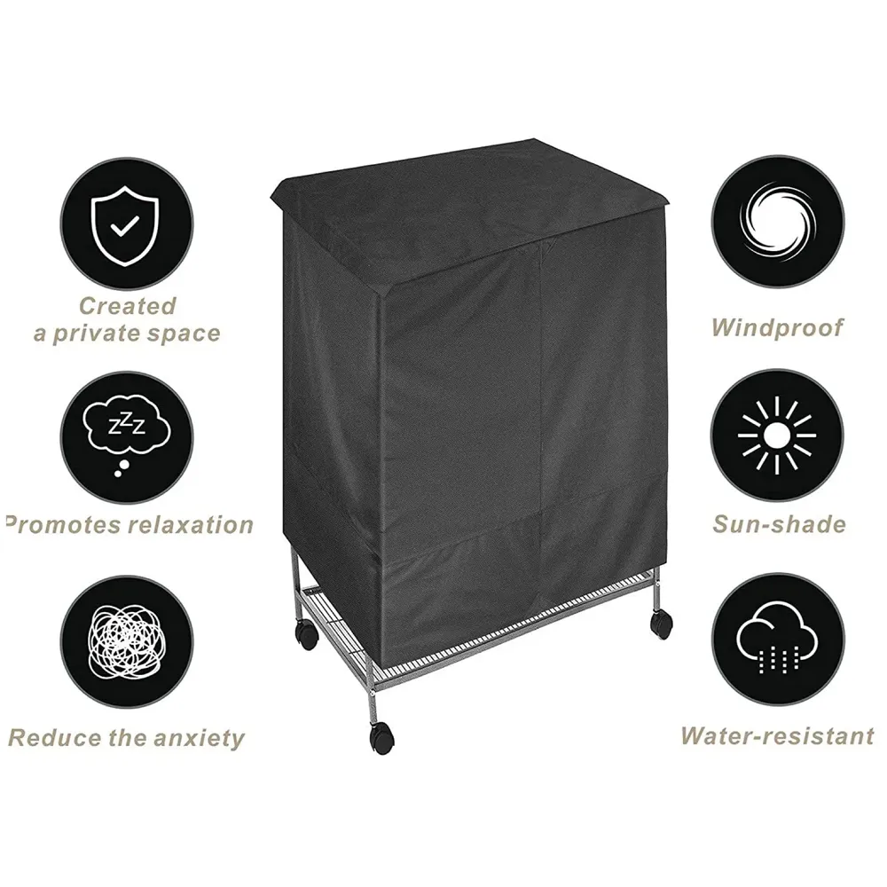 75 x 47 x 47 Cm Large Bird Cage Cover ONLY Black Dual Zippers, Water Resistant UV Resistant