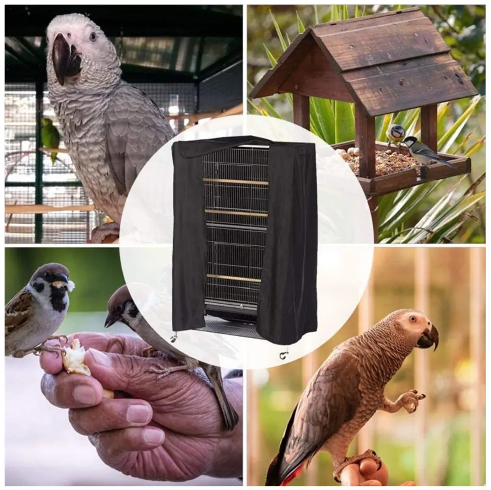 75 x 47 x 47 Cm Large Bird Cage Cover ONLY Black Dual Zippers, Water Resistant UV Resistant