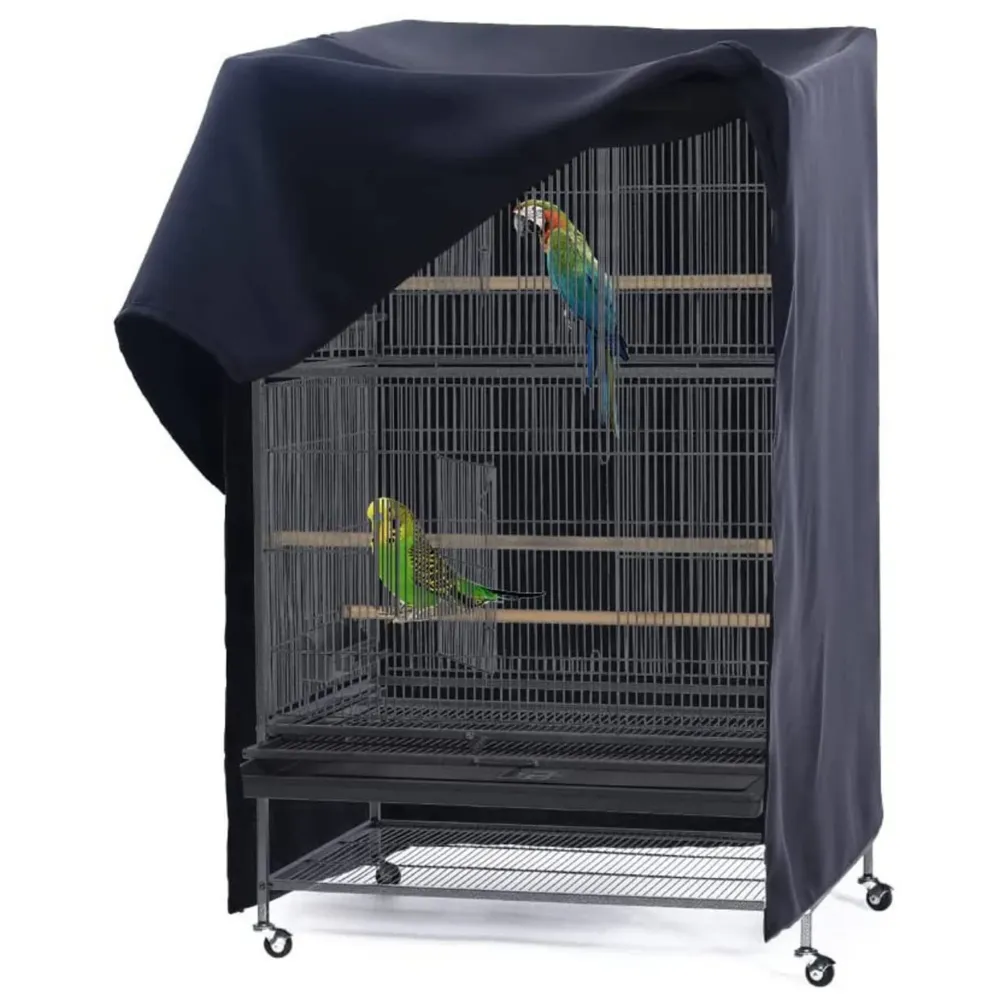 75 x 47 x 47 Cm Large Bird Cage Cover ONLY Black Dual Zippers, Water Resistant UV Resistant