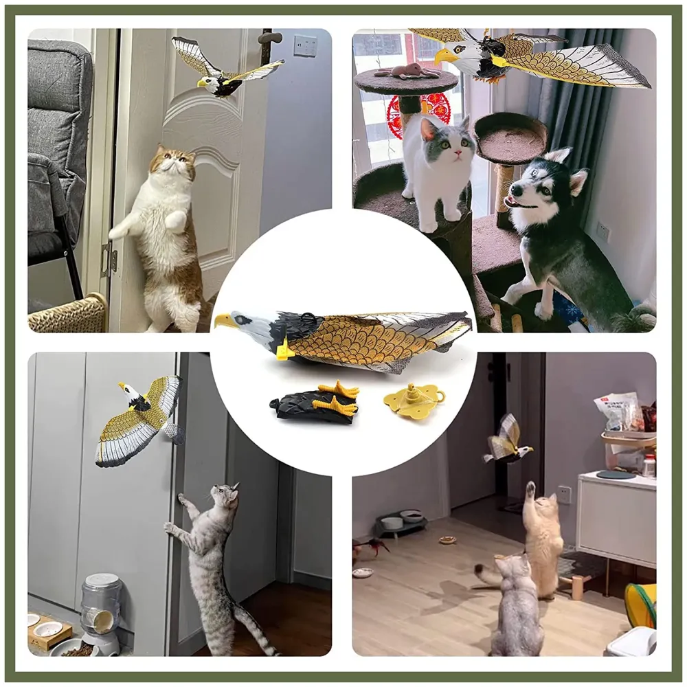 Automatic Flying Eagle Bird Cat Toy with Light and Sound, Bird Interactive Cat Toy, Interactive Electric Hanging Flying Bird Pet Toy for Cats Kitten Play Chase Exercise Eagle