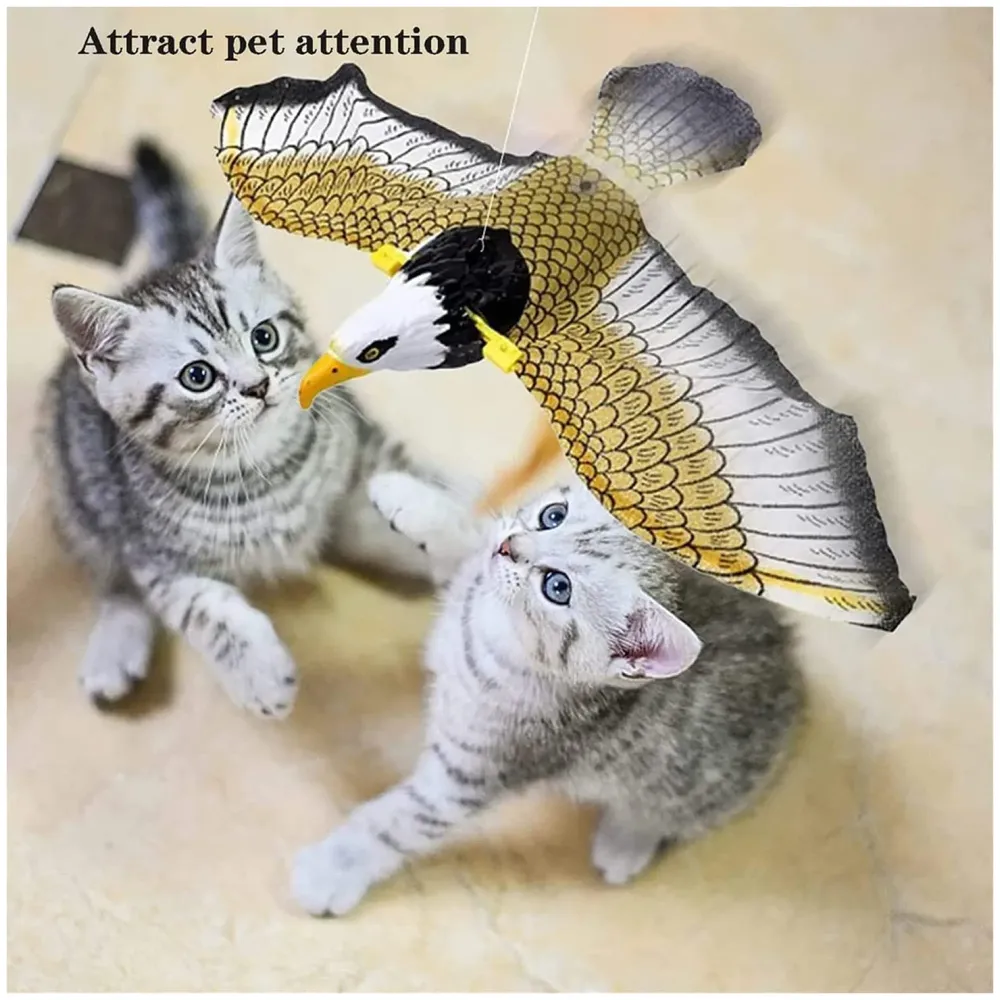 Automatic Flying Eagle Bird Cat Toy with Light and Sound, Bird Interactive Cat Toy, Interactive Electric Hanging Flying Bird Pet Toy for Cats Kitten Play Chase Exercise Eagle