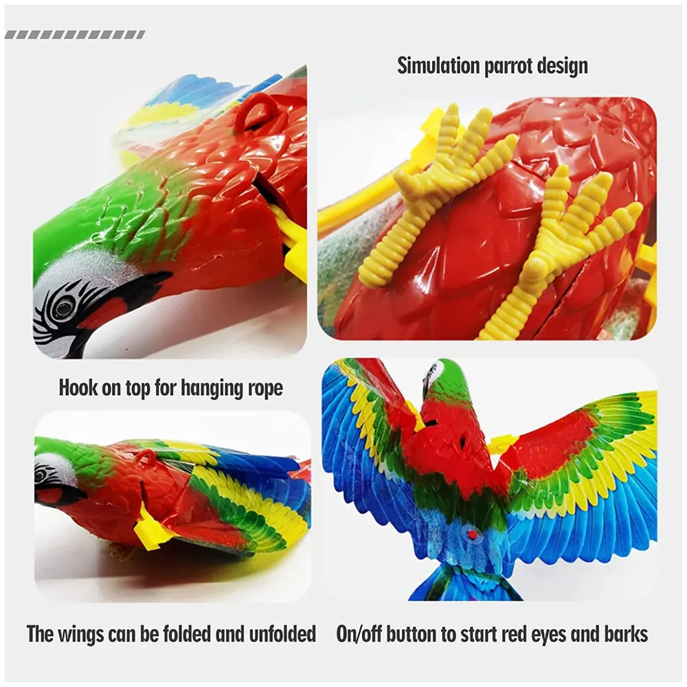 Parrot Flying Bird Cat Toy with Lights and Sound, Simulation Bird Interactive Cat Toy for Indoor Cats, Interactive Electric Hanging Flying Bird Pet Toy for Cats Kitten Play Chase Exercise
