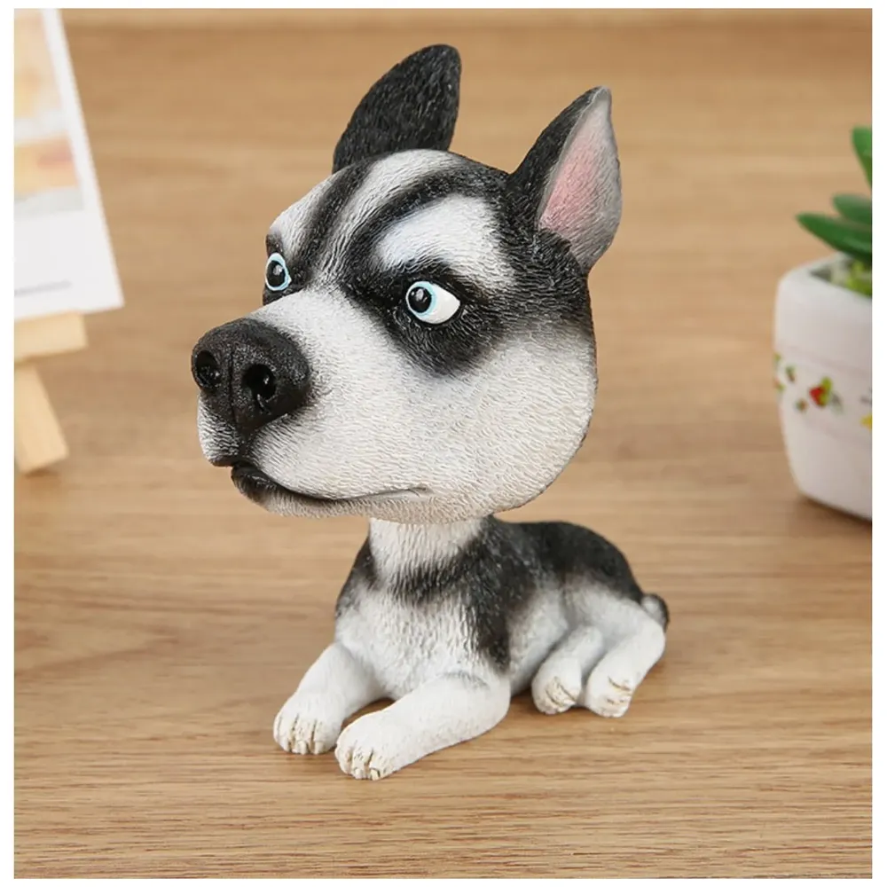Dog Bobblehead Resin for Cars ~ Desks ~ Study ~ Office ~ Dashboard Decors Size - 4 INCHES (Siberian Husky Sitting)