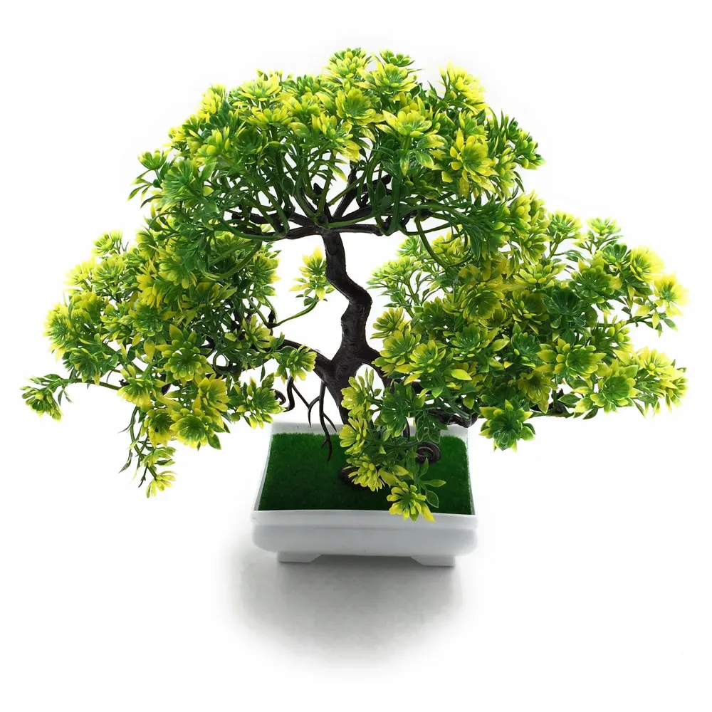Artificial Bonsai Dwarf Tree with PVC Pot (Light Green)