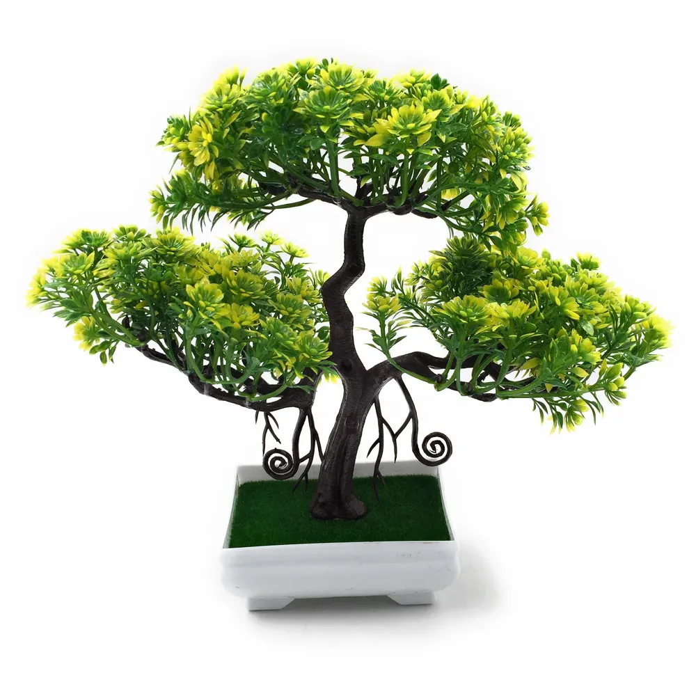 Artificial Bonsai Dwarf Tree with PVC Pot (Light Green)