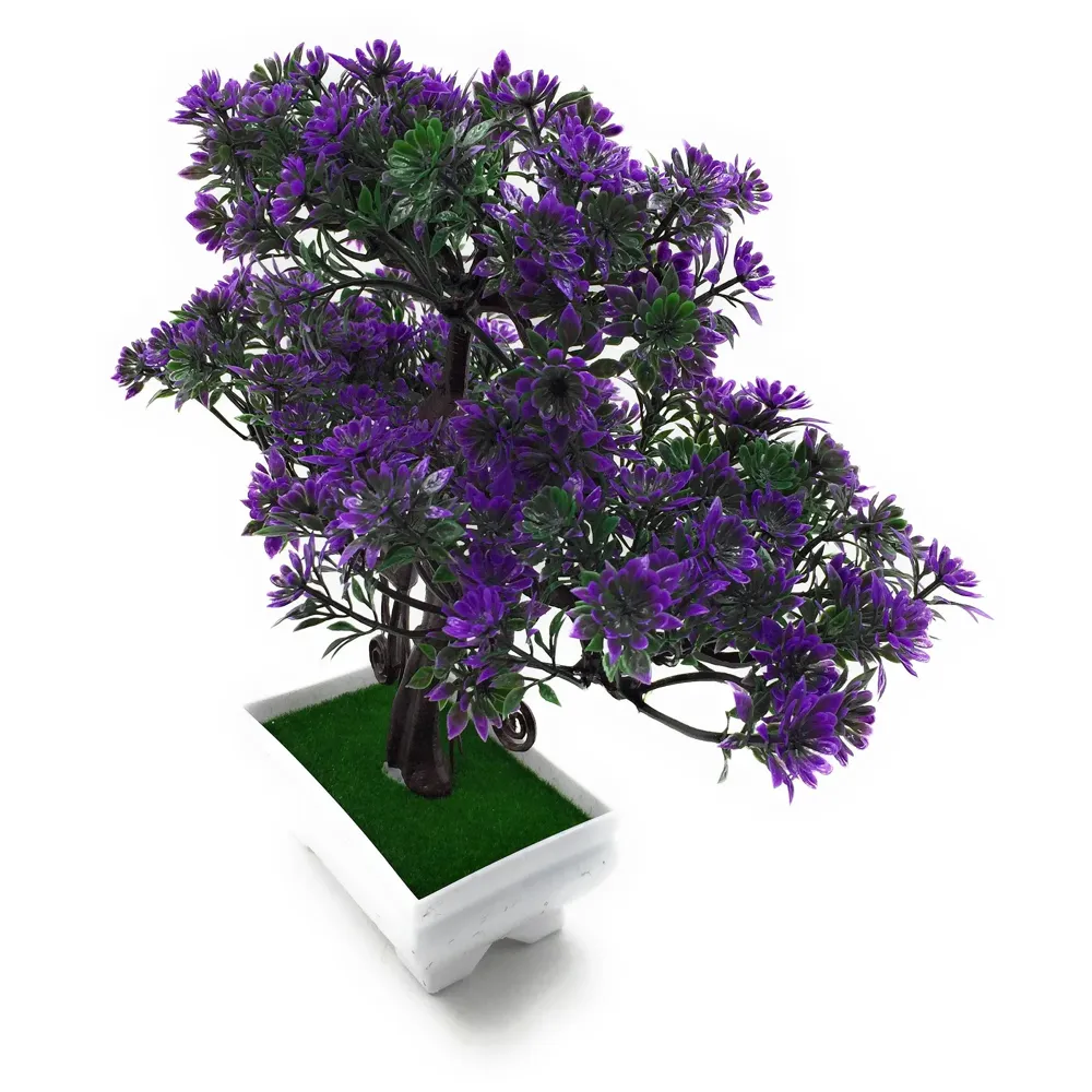 Artificial Bonsai Dwarf Tree with Polyvinyl Chloride Pot (Purple)