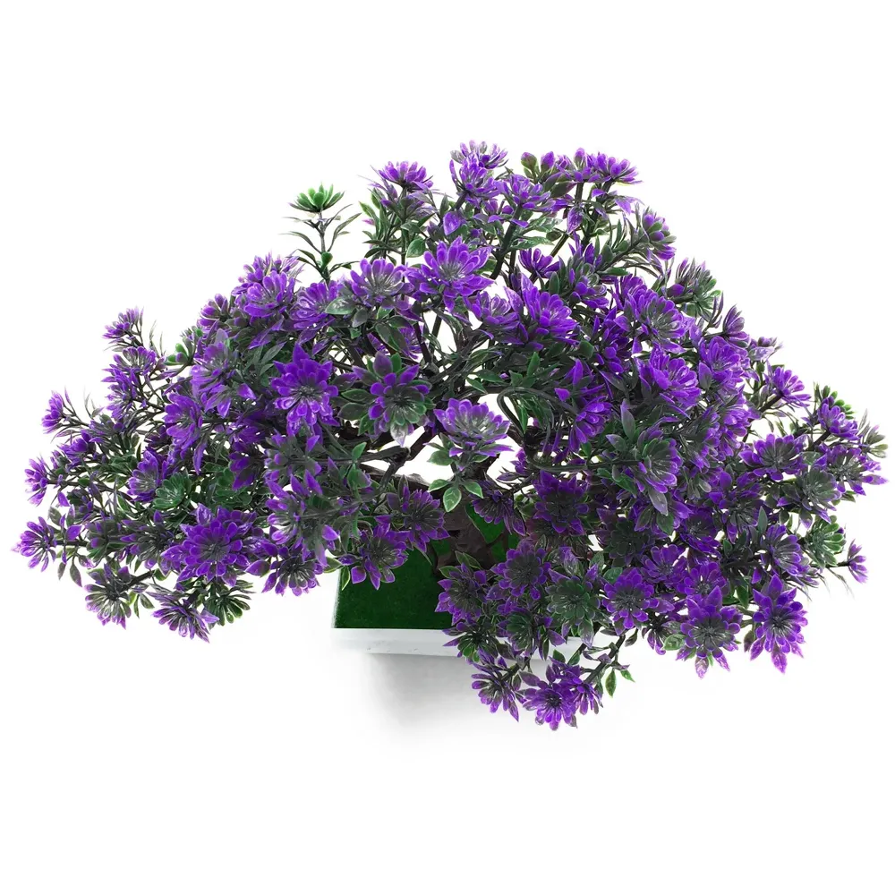 Artificial Bonsai Dwarf Tree with Polyvinyl Chloride Pot (Purple)