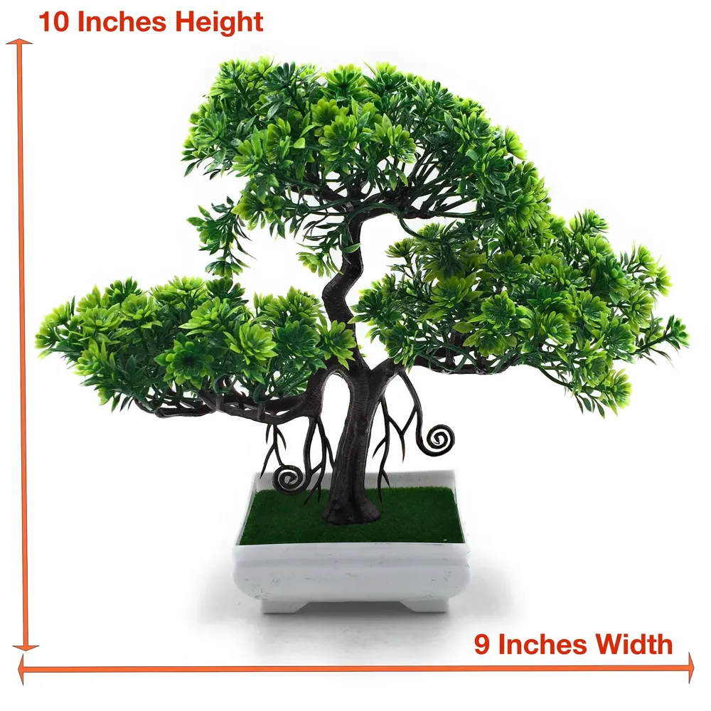 Artificial Bonsai Dwarf Tree with PVC Pot (Dark Green)