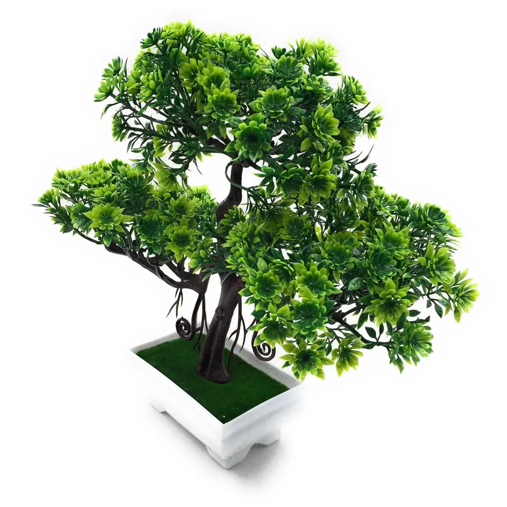 Artificial Bonsai Dwarf Tree with PVC Pot (Dark Green)