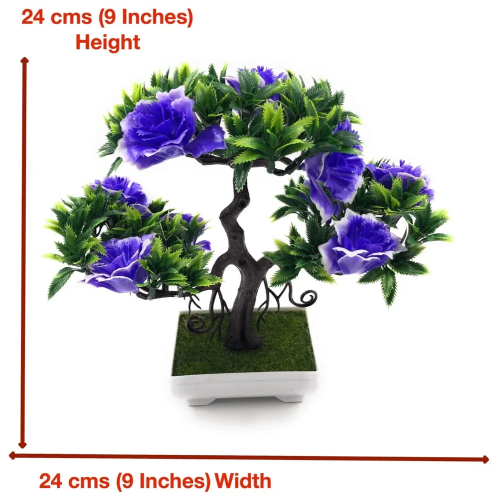 Artificial Dwarf Tree And Grass with PVC Pot (Blue) - 2