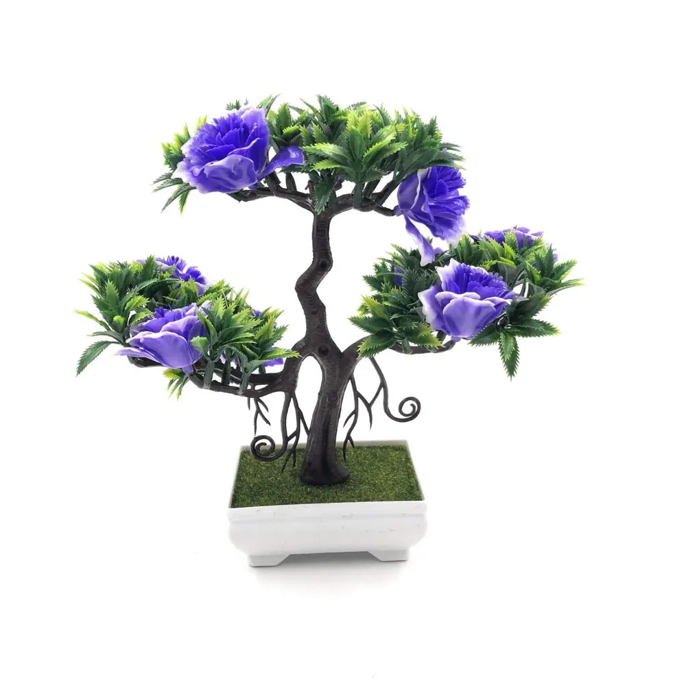 Artificial Dwarf Tree And Grass with PVC Pot (Blue) - 6