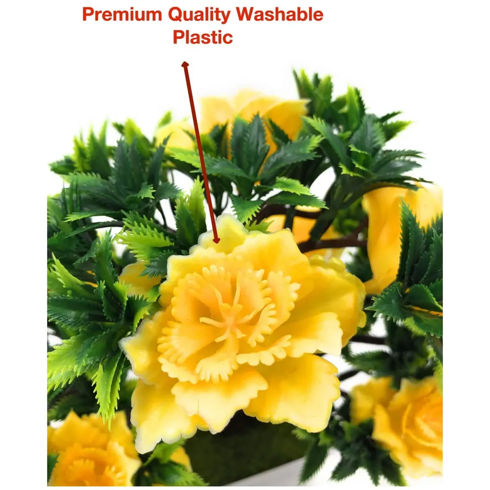 Artificial Dwarf Tree And Grass with PVC Pot (Yellow Flower)