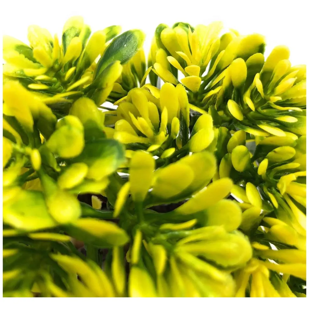 Bonsai Artificial Dwarf Tree ~ Artificial Plants with Pot and Grass Ideal for Home Décor. with Realistic Detailing Size 15 cm x 15 cm (Yellow)