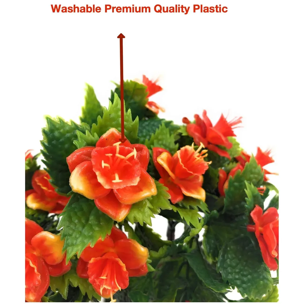 Bonsai Artificial Dwarf Tree ~ Artificial Plants with Pot and Grass Ideal for Home Décor. with Realistic Detailing Size 25 cm x 23 cm (Pot - 11cm x Breath 7cm) (Orange) - 6