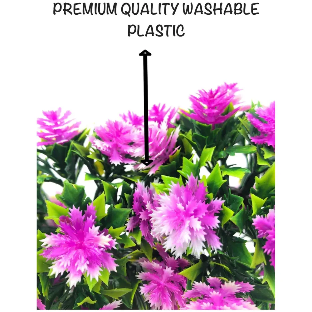 Bonsai Artificial Dwarf Tree with Pot, Grass and Realistic Detailing (23x20 cm, Pot 11x 7 cm, Purple)