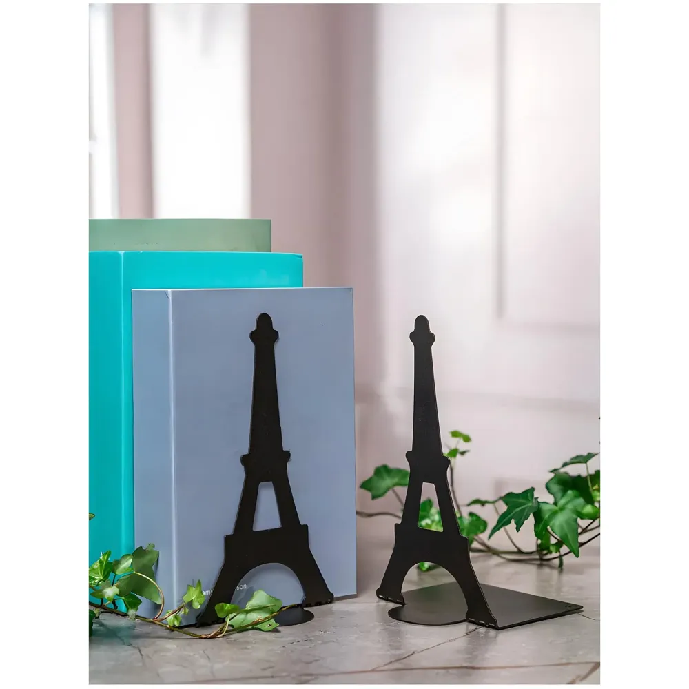 Eiffel Tower Bookends – Stylish & Durable Metal Book Holder, Book Holder for Shelves, Decor for Home, Office, Library, Study Room, Elegant Paris-Themed Desk Organizer.