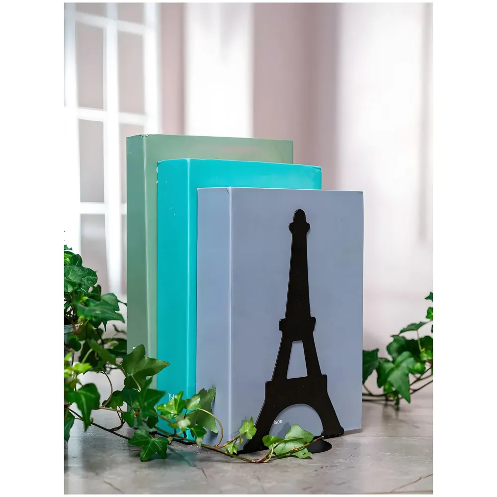 Eiffel Tower Bookends – Stylish & Durable Metal Book Holder, Book Holder for Shelves, Decor for Home, Office, Library, Study Room, Elegant Paris-Themed Desk Organizer.