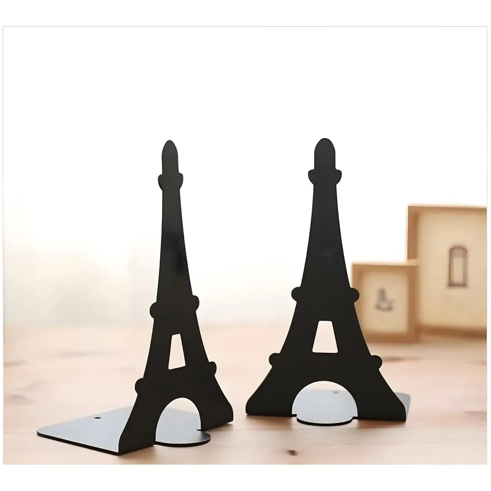 Eiffel Tower Bookends – Stylish & Durable Metal Book Holder, Book Holder for Shelves, Decor for Home, Office, Library, Study Room, Elegant Paris-Themed Desk Organizer.