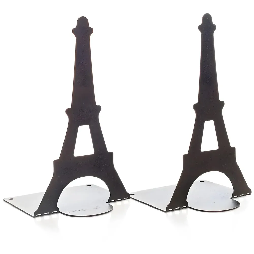 Eiffel Tower Bookends – Stylish & Durable Metal Book Holder, Book Holder for Shelves, Decor for Home, Office, Library, Study Room, Elegant Paris-Themed Desk Organizer.