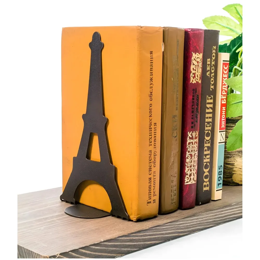 Eiffel Tower Bookends – Stylish & Durable Metal Book Holder, Book Holder for Shelves, Decor for Home, Office, Library, Study Room, Elegant Paris-Themed Desk Organizer.
