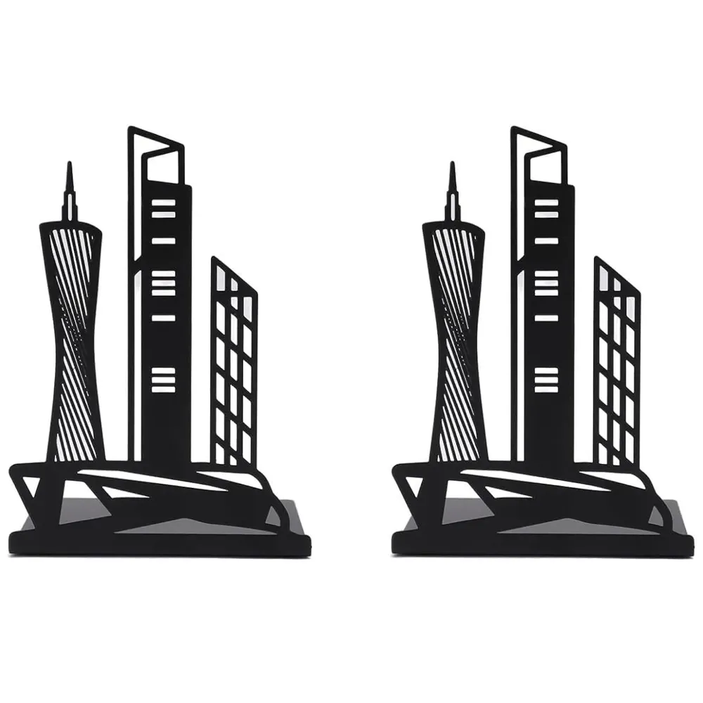 Skyline Bookends – Stylish & Durable Metal Book Holder, Book Holder for Shelves, Decor for Home, Office, Library, Study Room, Elegant Desk Organizer.