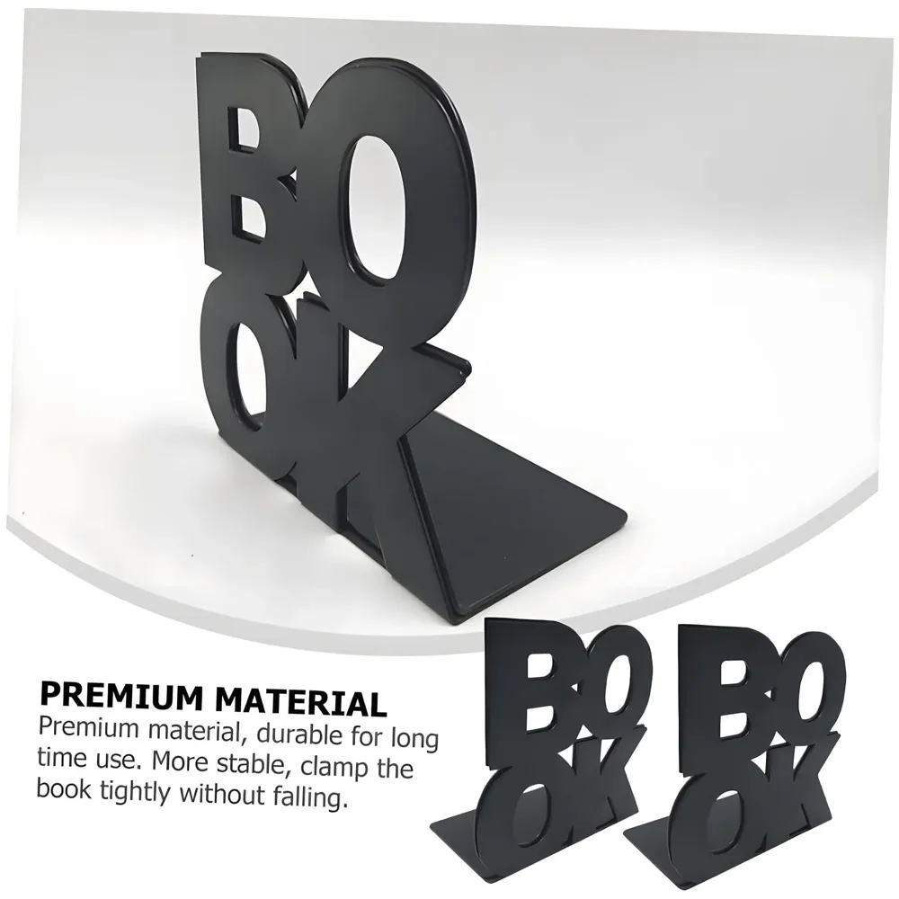 Book Bookends – Stylish & Durable Metal Book Holder, Book Holder for Shelves, Decor for Home, Office, Library, Study Room, Elegant Desk Organizer.