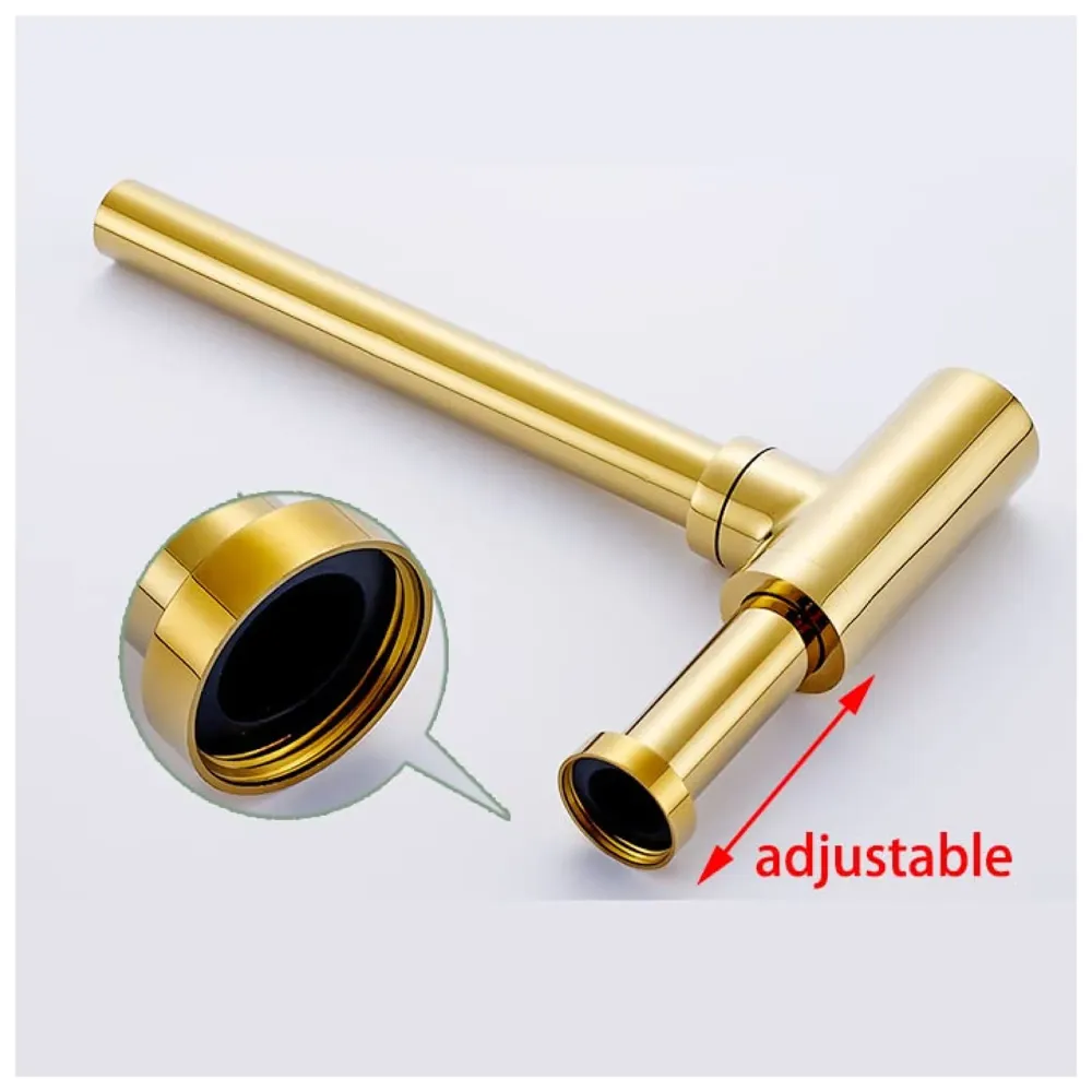 Gold Bottle Trap For Basin, Waste Pipe For Water Outlet Bathroom Sink Wash Basin Kitchen Golden Colour -300mm Pipe