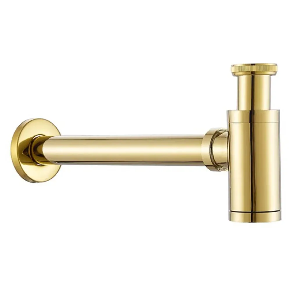 Gold Bottle Trap For Basin, Waste Pipe For Water Outlet Bathroom Sink Wash Basin Kitchen Golden Colour -300mm Pipe