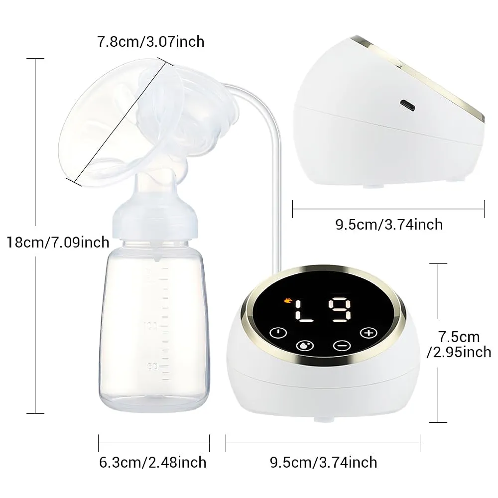 Automatic Double Portable Breast Pump with Dual Mode, 3 Modes - Massage, Suction, Bionic, Soft Silicone Cushion, BPA Free LCD Display Premium