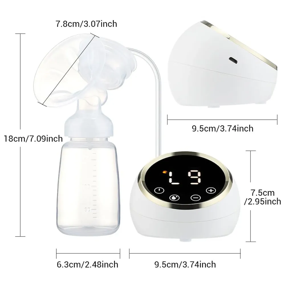 Bioline Automatic Double Portable Breast Pump with Dual Mode, 3 Modes - Massage, Suction, Bionic, Soft Silicone Cushion, BPA Free LCD Display - 9