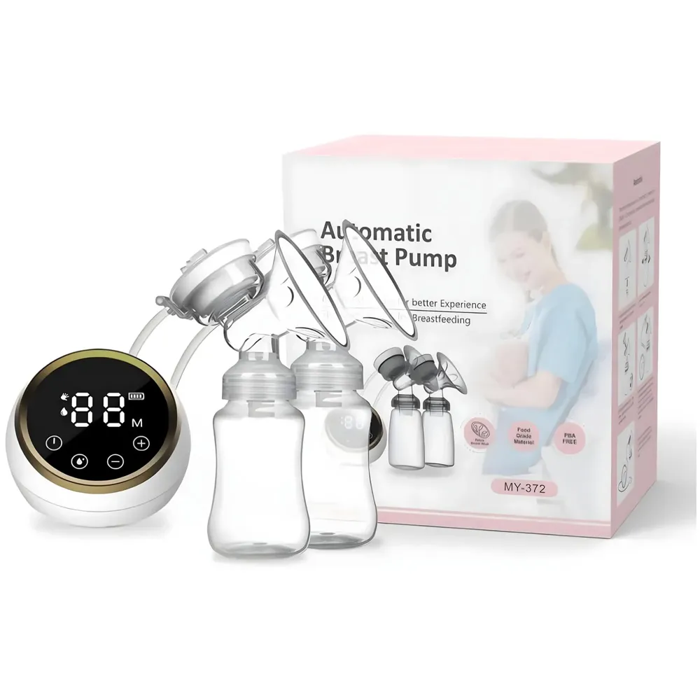 Bioline Automatic Double Portable Breast Pump with Dual Mode, 3 Modes - Massage, Suction, Bionic, Soft Silicone Cushion, BPA Free LCD Display