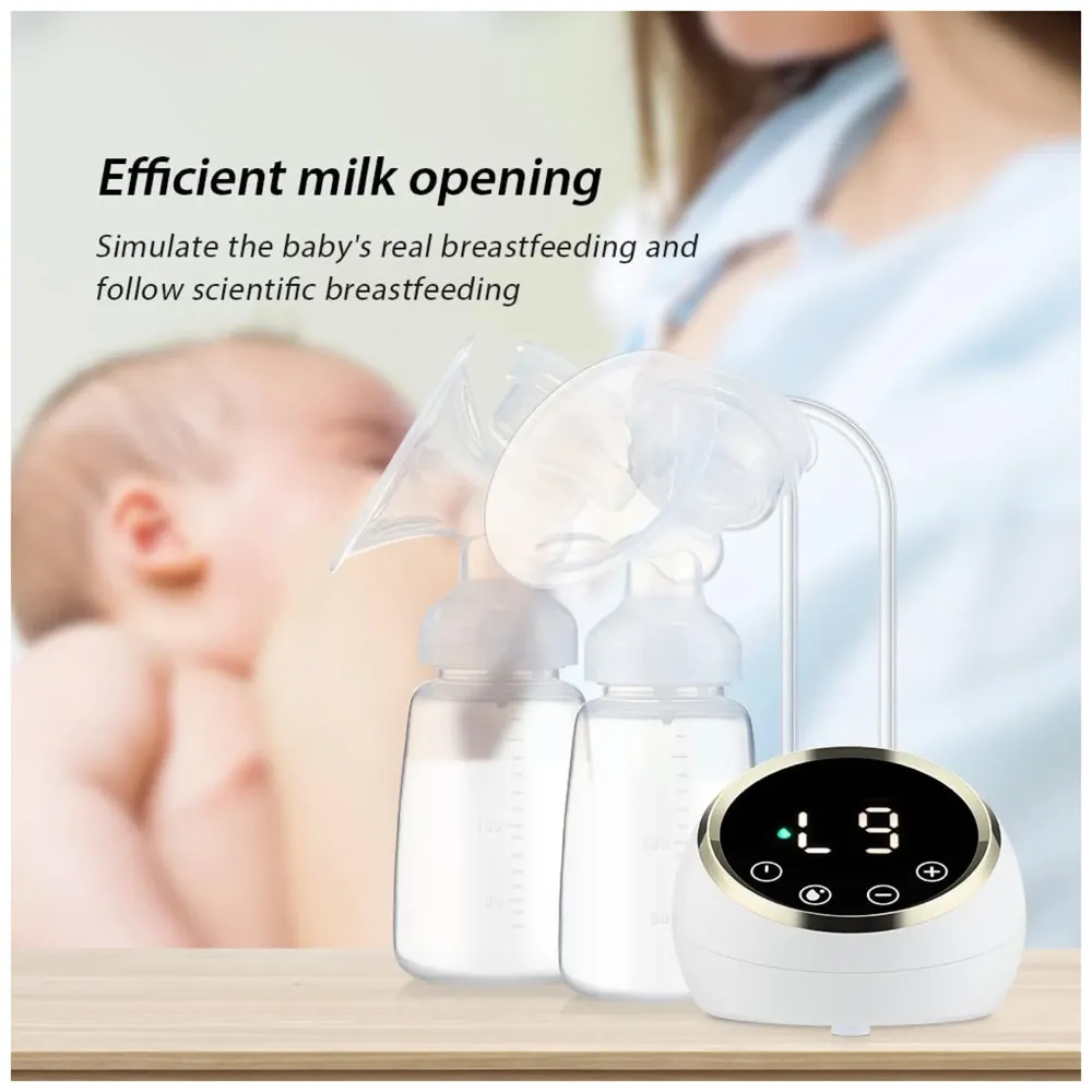 Bioline Automatic Double Portable Breast Pump with Dual Mode, 3 Modes - Massage, Suction, Bionic, Soft Silicone Cushion, BPA Free LCD Display