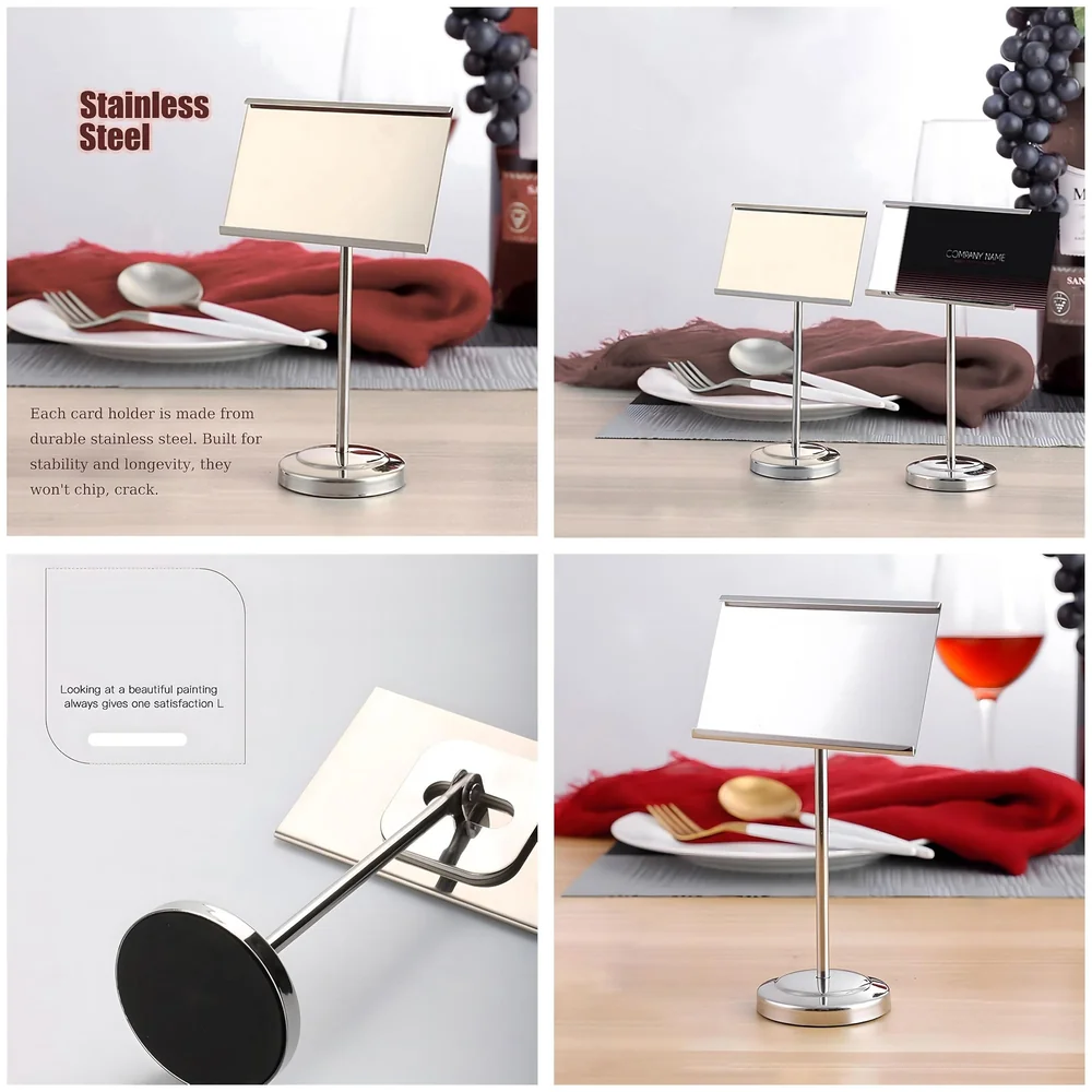 Pack of 2 Stainless Steel Buffet Tag Holder Food Name Card Stand