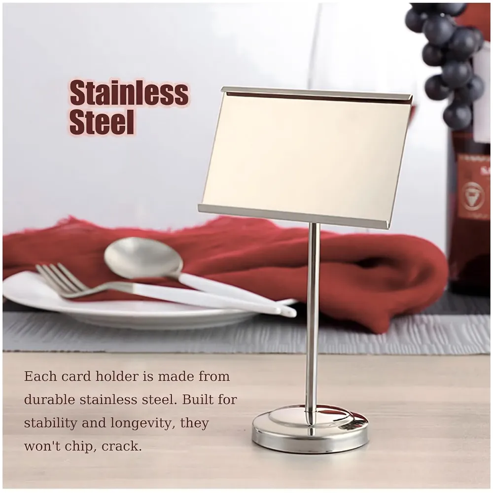Stainless Steel Buffet Food Name Card Holder – Elegant and Durable Name Card Stand for Weddings, Catering Events, and Restaurants Buffets – 11cm