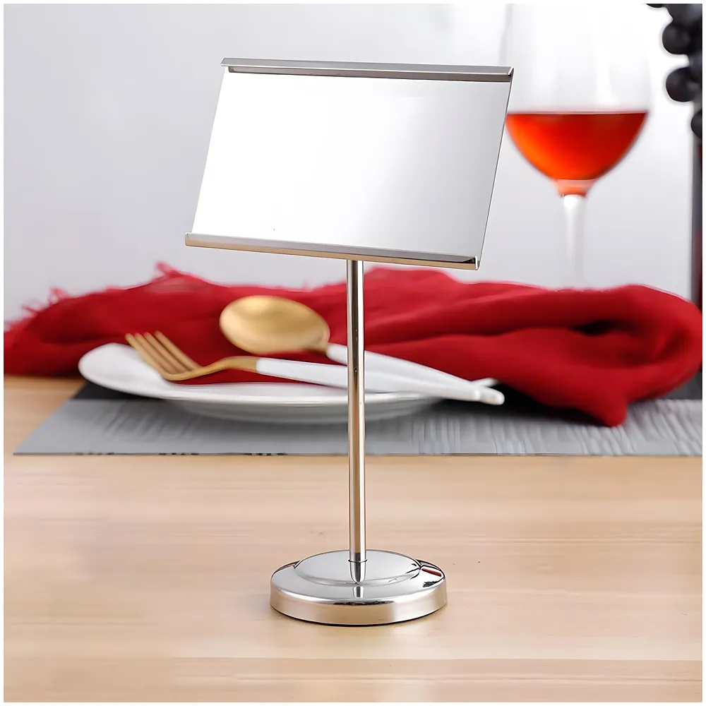 Stainless Buffet Tag Holder Steel Food Name Card Holder – Name Card Stand for Weddings, Catering Events, and Restaurants Buffets – 11cm