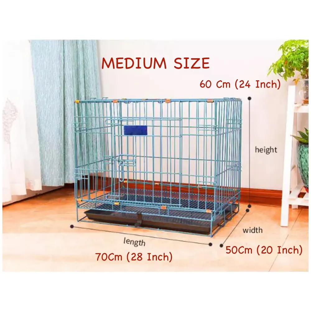 28 Inch Pet cage, Dog Cage Double Door with Paw Protector and Removable Tray, Crate, Carrier Play Pen, pet House, Fence, Kennel (Medium - 28 x 24 Inch) - 2