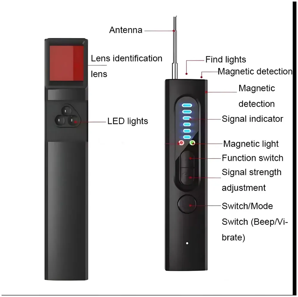 Hidden Camera Detector, Anti Spy RF Detectors, Bug Detectors, Camera Detectors, GPS Detectors,5 Levels Sensitivity, 4 Professional Modes, Privacy Protector for Hotels Rooms Cars - 6