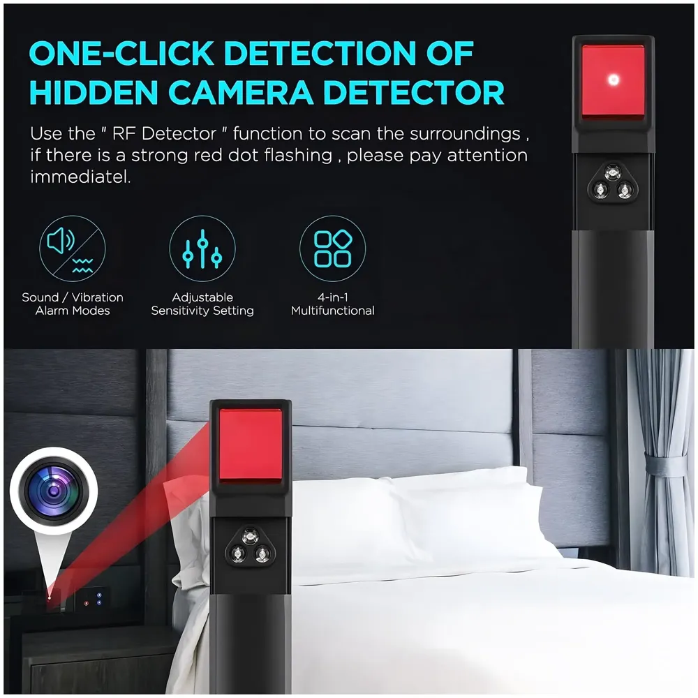 Hidden Camera Detector, Anti Spy RF Detectors, Bug Detectors, Camera Detectors, GPS Detectors,5 Levels Sensitivity, 4 Professional Modes, Privacy Protector for Hotels Rooms Cars - 8