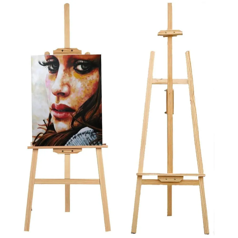 Wooden Display Adjustable Stand Heavy Artist Easel 3 Legs for Painting, Holding Pictures, Display and Advertisements. 5 Feet (152 cm). Showroom Display, Painting, Drawing. (Wooden)