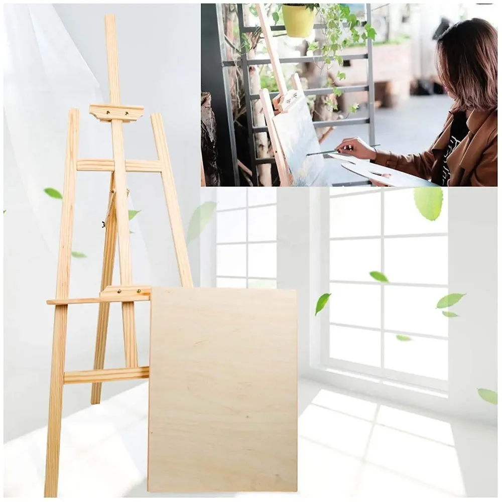 5 ft (152cm) Wooden Easel Canvas Holder Adjustable Stand for Painting, Artist Display, Advertisements and Showroom Drawing (Wood)