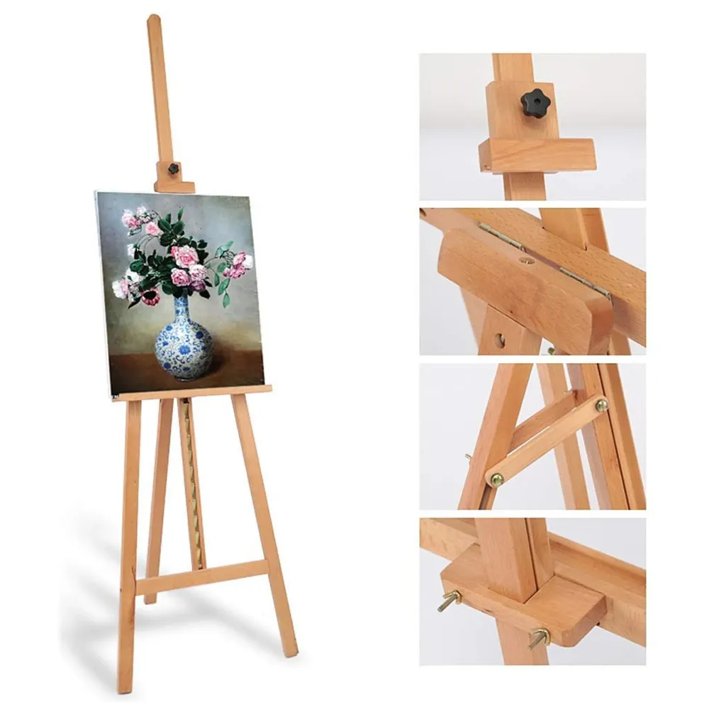 5 ft (152cm) Wooden Easel Canvas Holder Adjustable Stand for Painting, Artist Display, Advertisements and Showroom Drawing (Wood)