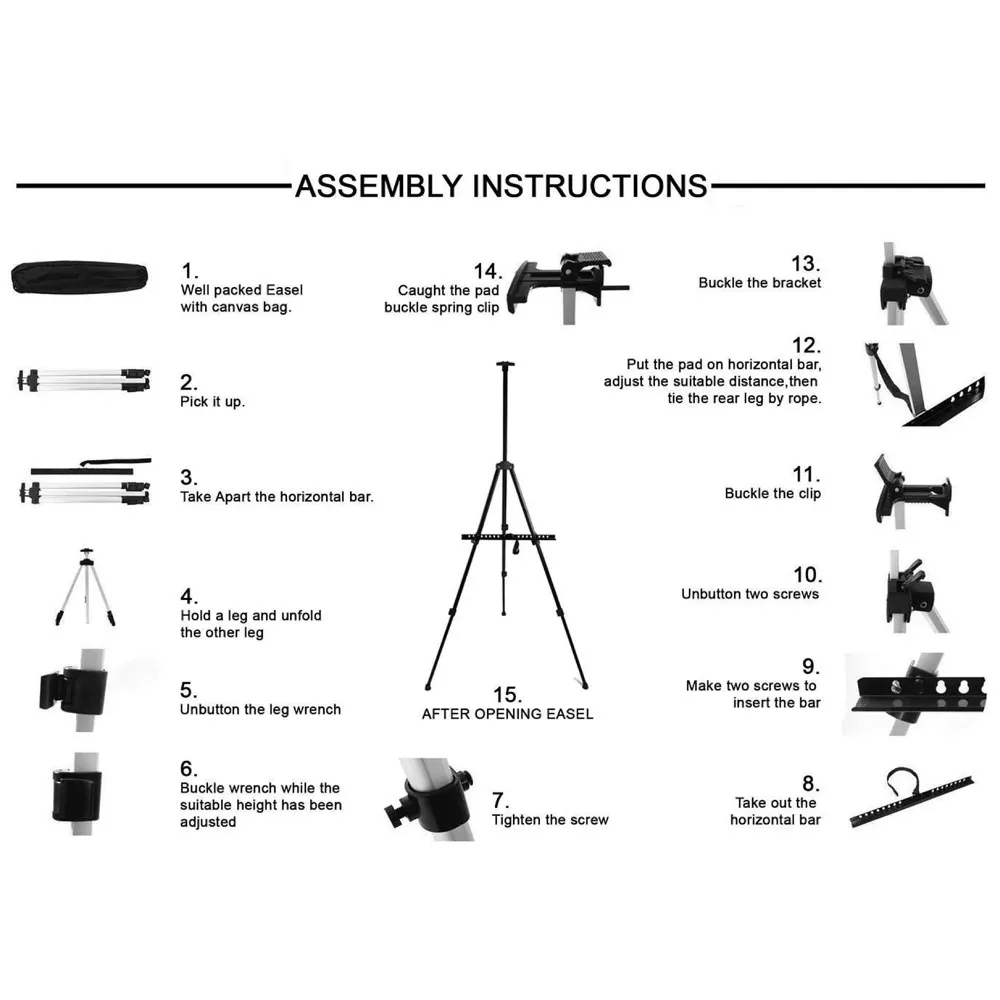 Easel for Art Adjustable Lightweight Telescopic Artist Display Stand with Carry Bag. Showroom Display Stand (1 PC)