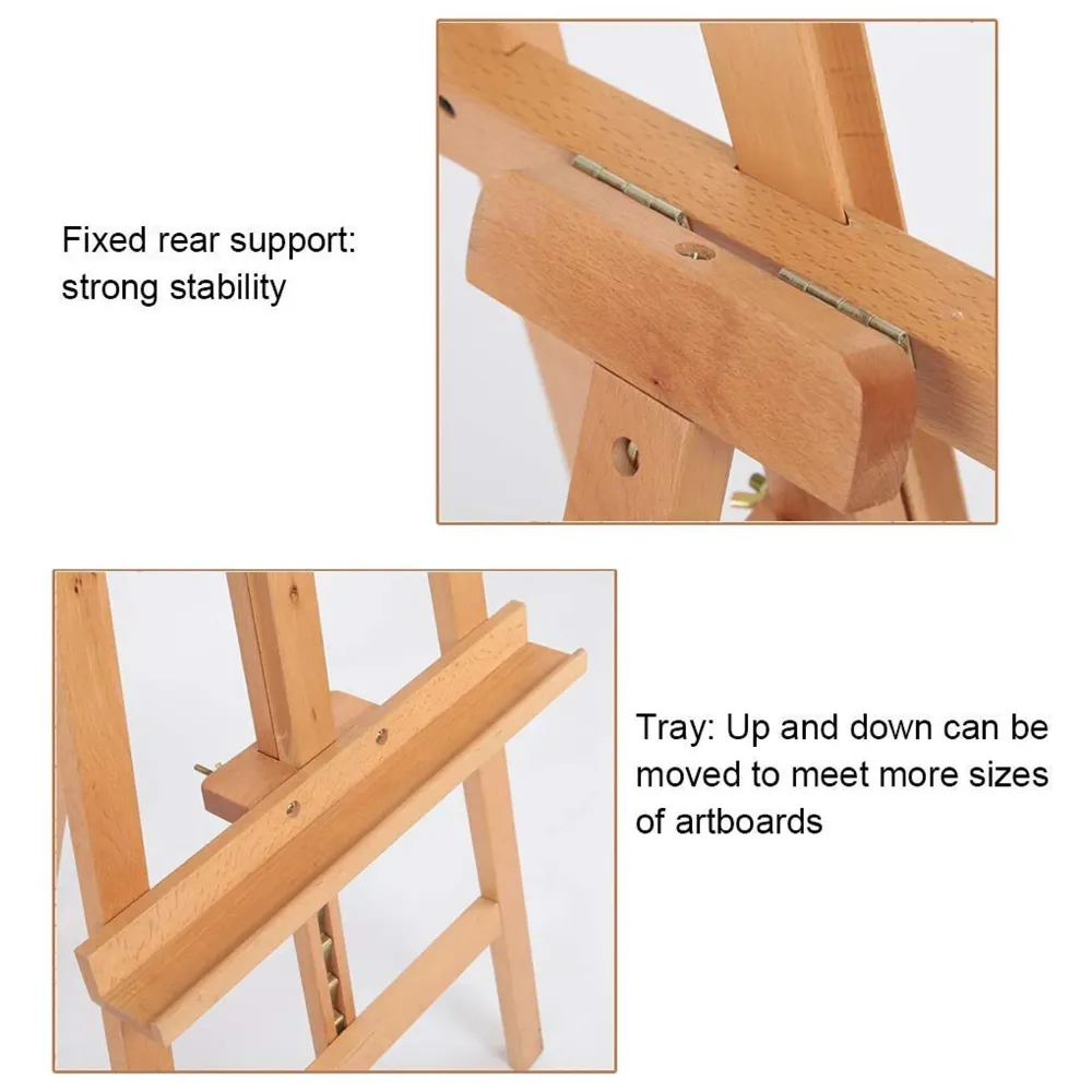 6 ft (182cm) Wooden Easel Canvas Holder Display Adjustable Stand Artist for Painting, Display and Advertisements Showroom Display, Drawing White Board (Wood) - 5