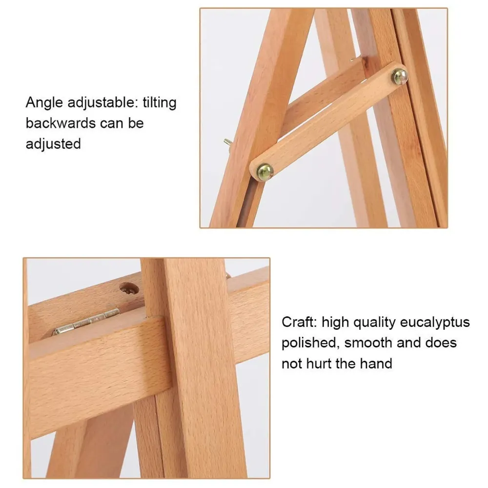 6 ft (182cm) Wooden Easel Canvas Holder Display Adjustable Stand Artist for Painting, Display and Advertisements Showroom Display, Drawing White Board (Wood) - 6