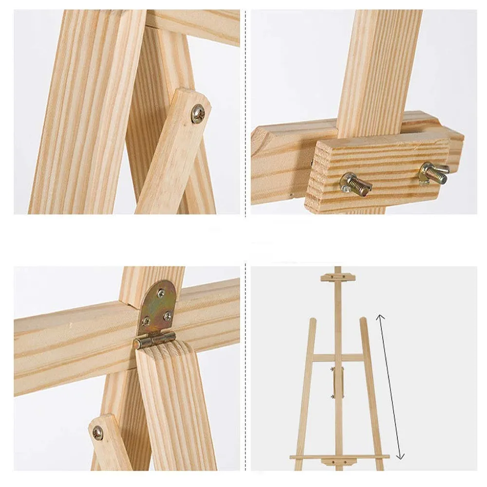 6 ft (182cm) Wooden Easel Canvas Holder Display Adjustable Stand Artist for Painting, Display and Advertisements Showroom Display, Drawing White Board (Wood) - Premium