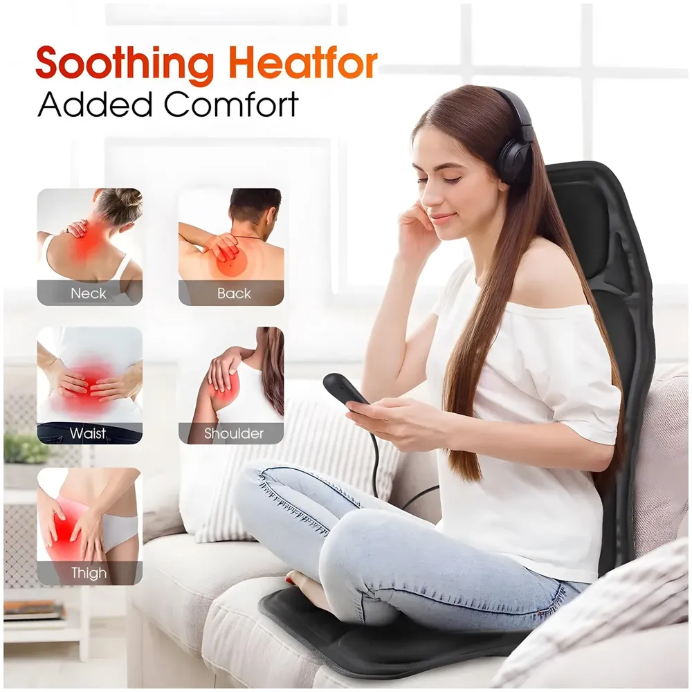 Full Body Massage Cushion With 9 Massage Modes For Home Car Office Relax Heating Vibration Back Massager Electric Body Pain Relief Seat Pad Massage Chair Cushion With Plug And Car Plug - 3