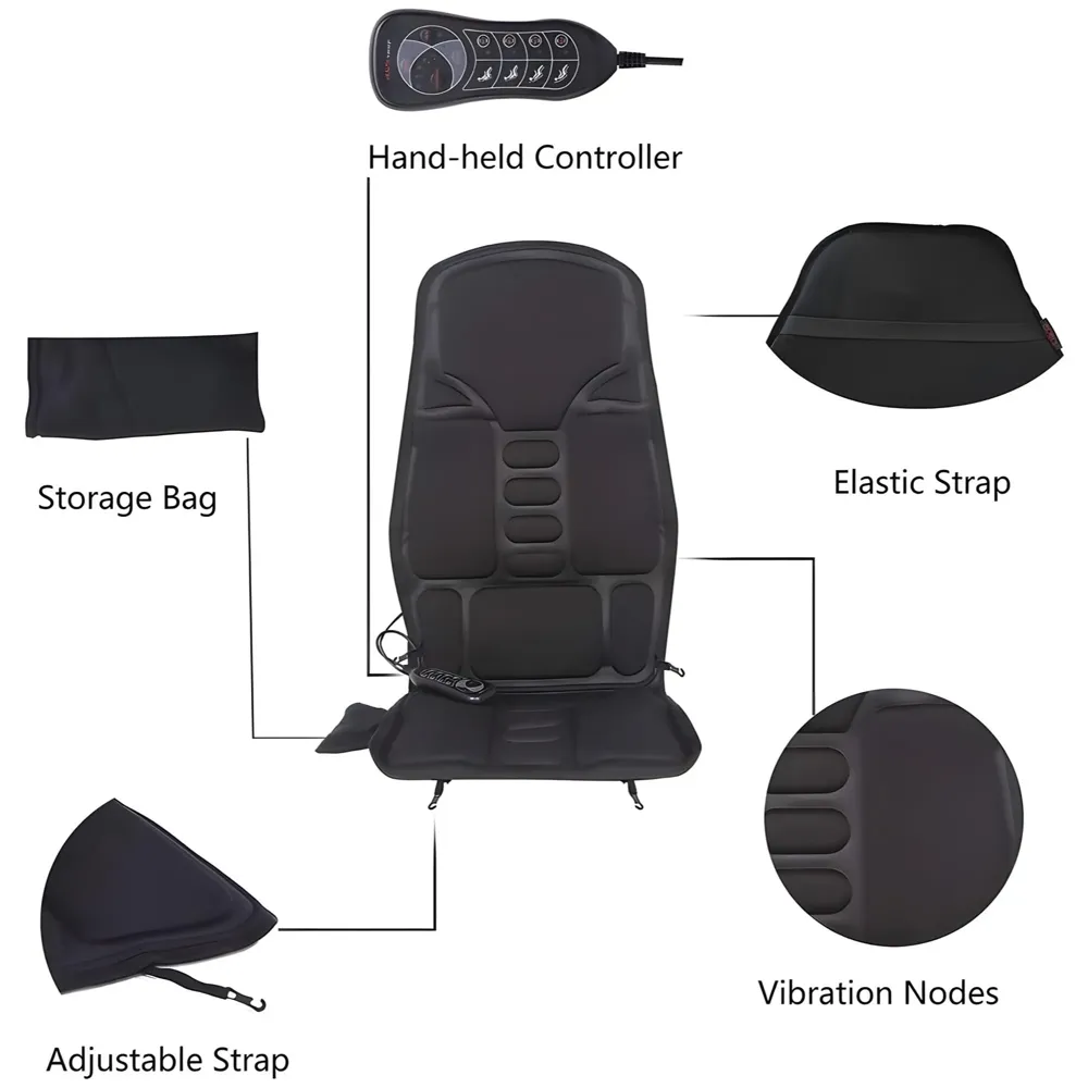 Full Body Massage Cushion With 9 Massage Modes For Home Car Office Relax Heating Vibration Back Massager Electric Body Pain Relief Seat Pad Massage Chair Cushion With Plug And Car Plug - 5