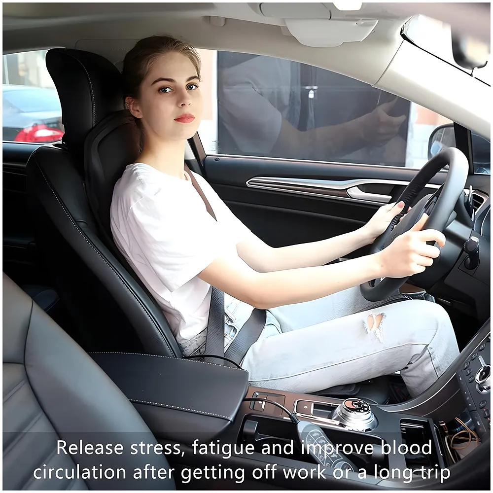 Full Body Massage Cushion With 9 Massage Modes For Home Car Office Relax Heating Vibration Back Massager Electric Body Pain Relief Seat Pad Massage Chair Cushion With Plug And Car Plug