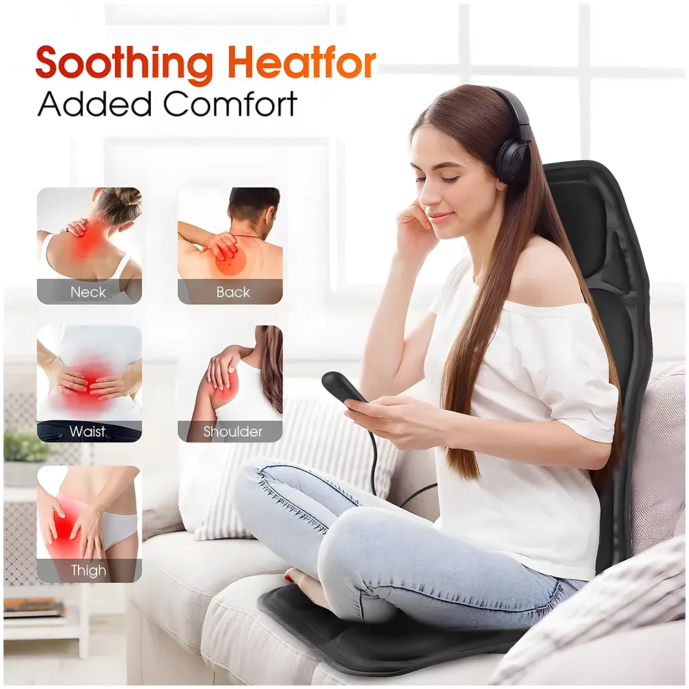 Full Body Massage Cushion With 9 Massage Modes For Home Car Office Relax Heating Vibration Back Massager Electric Body Pain Relief Seat Pad Massage Chair Cushion With Plug And Car Plug Premium